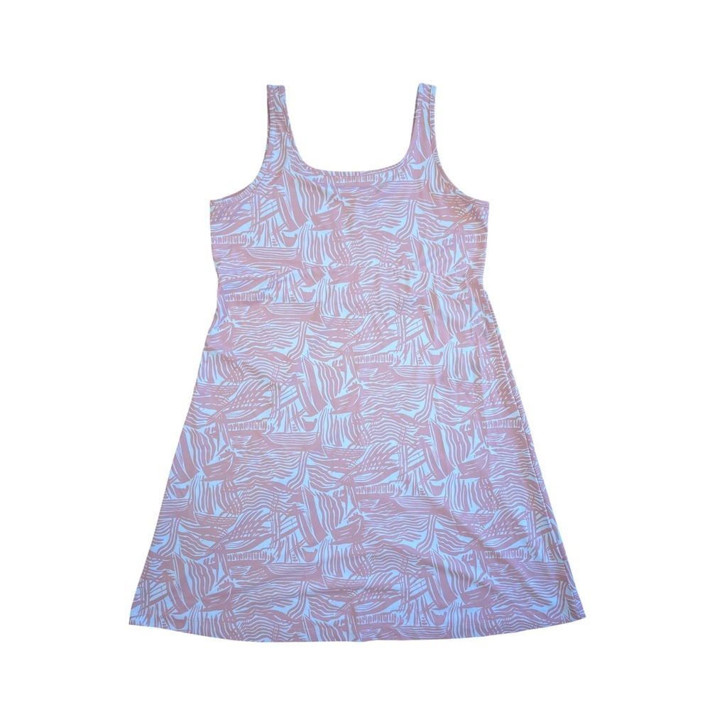 Columbia PFG Freezer III Dress Womens Large Pink White Abstract Palm Sleeveless